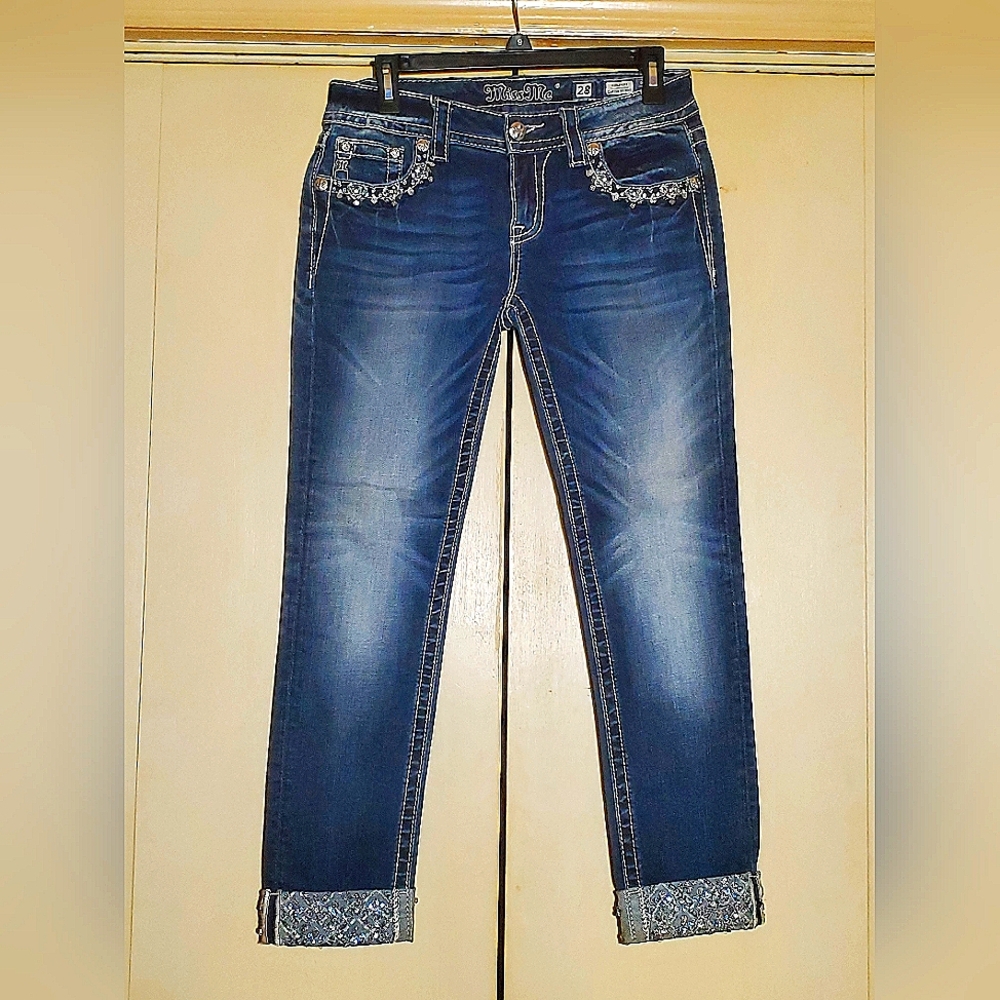 Miss Me Cuffed Skinny Jeans Size 28